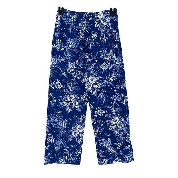 Maeve By Anthropologie Womens The Collette Wide Leg Floral Crop Pants Blue Sz 24 - Picture 5 of 11